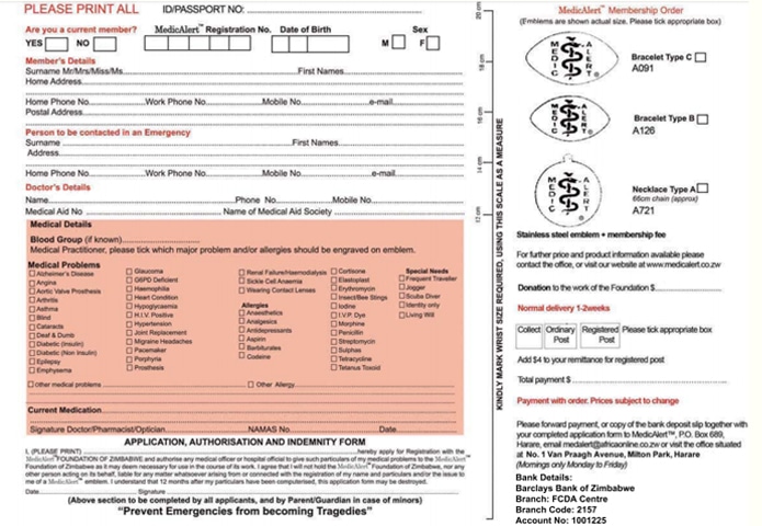Medic Alert Forms